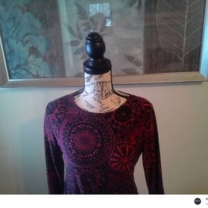 JM Collection Red and Black Top Wih Cute Design